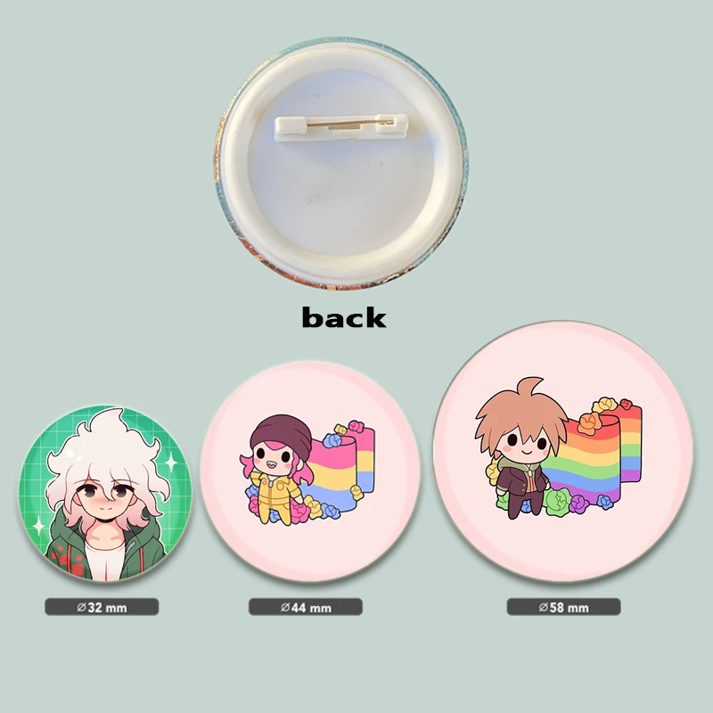 58MM Danganronpa Game Brooches Creative Enamel Pins Handmade Round Plastic Badge for Backpack Clothes Accessories Jewelry Gift