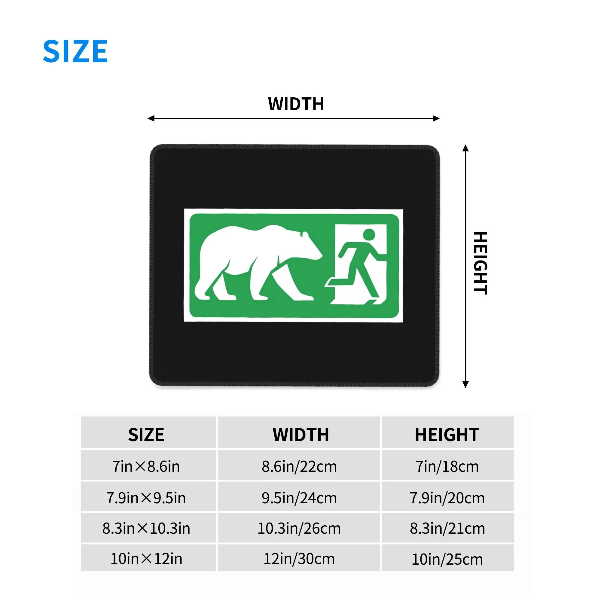 곰이 쫓는 출구 표시 마우스 패드 컴퓨터 키보드 마우스 매트 게이머 PC 노트북 책상 매트 사무용품 테이블 매트
