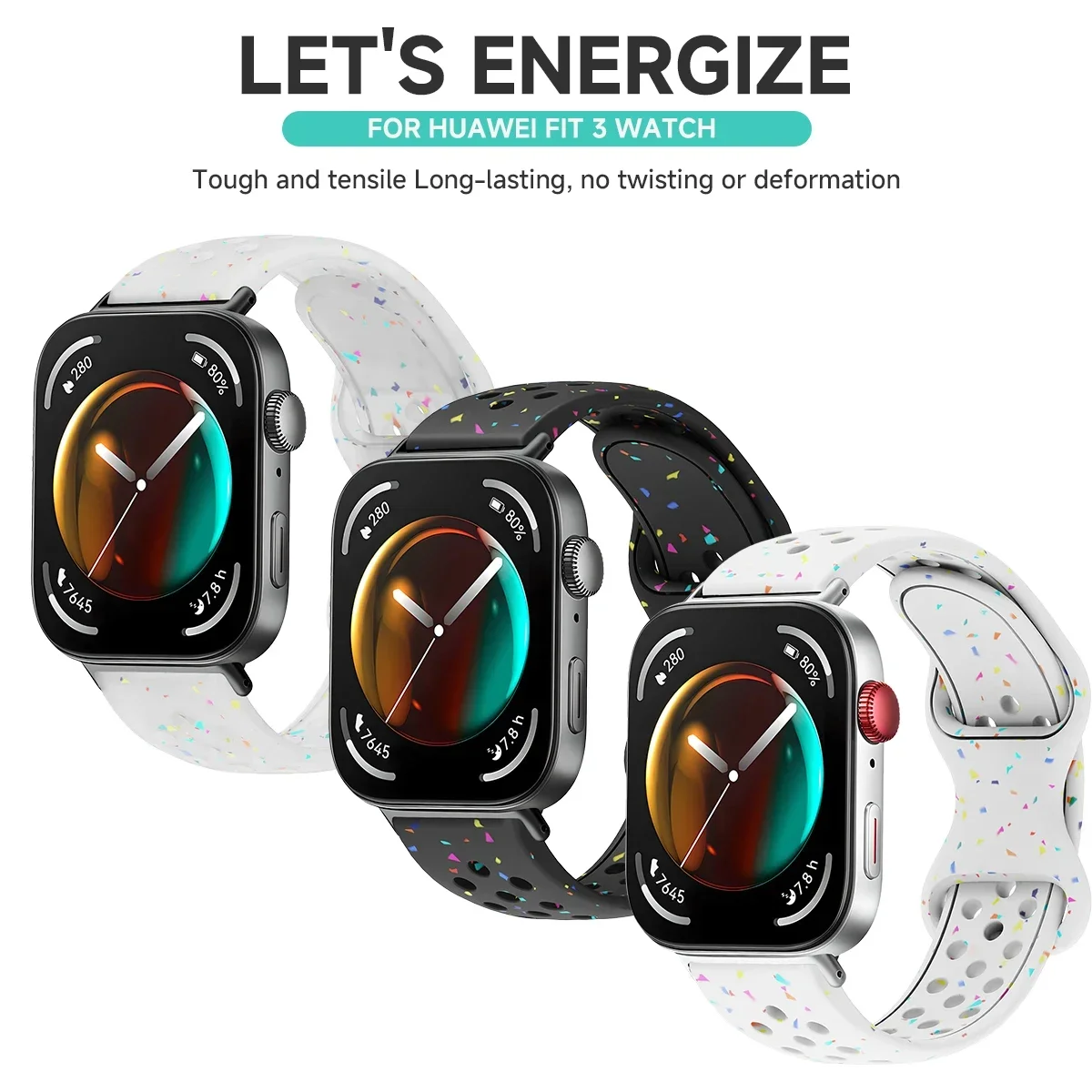 Cinturino sportivo in silicone per Huawei Watch Fit 3 2 1 cinturino modello timbro Correas braccialetto morbido per Huawei Watch Fit3/2/1 accessori