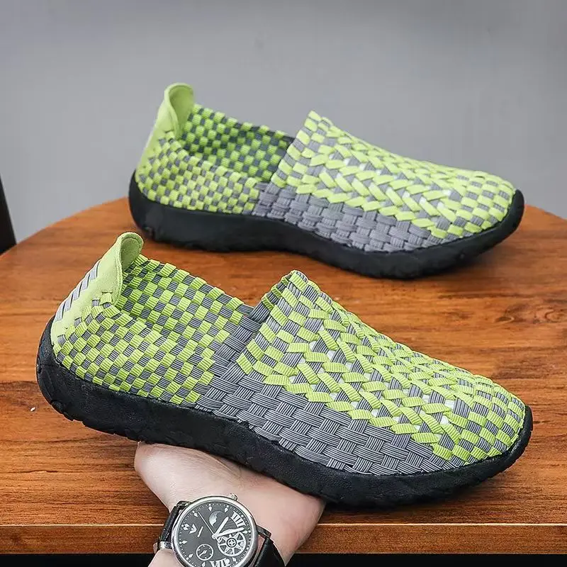 2026 Summer breathable woven men's shoes fashion new all-match flat comfortable leisure deodorant casual shoes