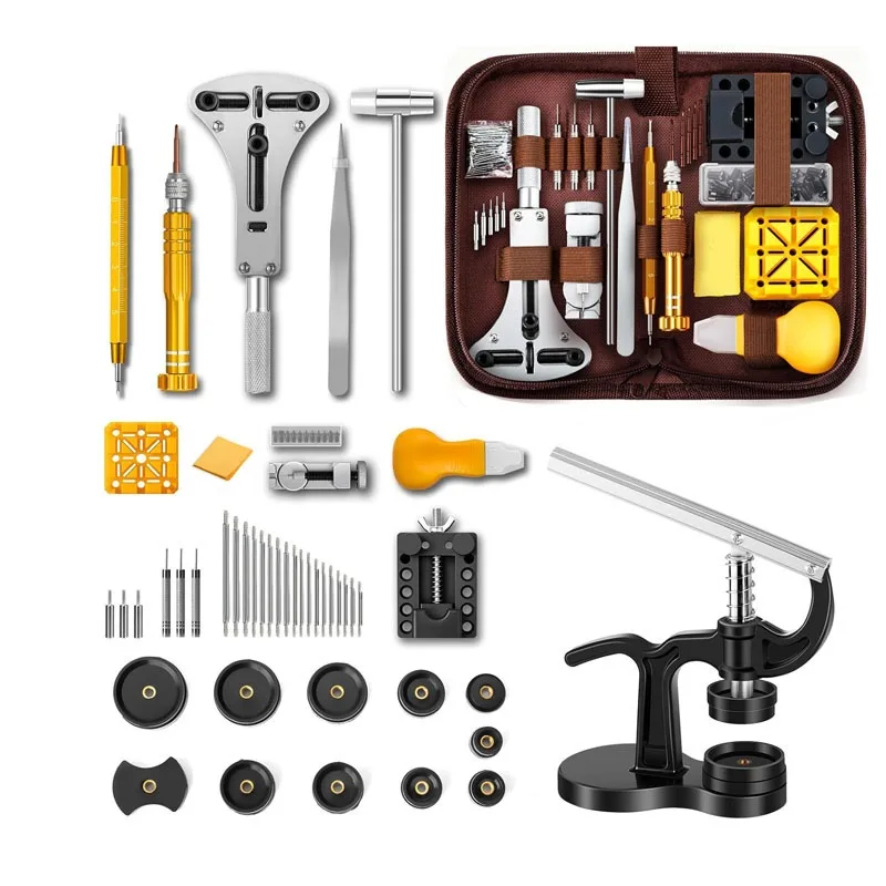 162Pcs Multifunctional Watch Repair Kit Desktop Watch Back Cover Presser Professional Watch Maintenance Tools