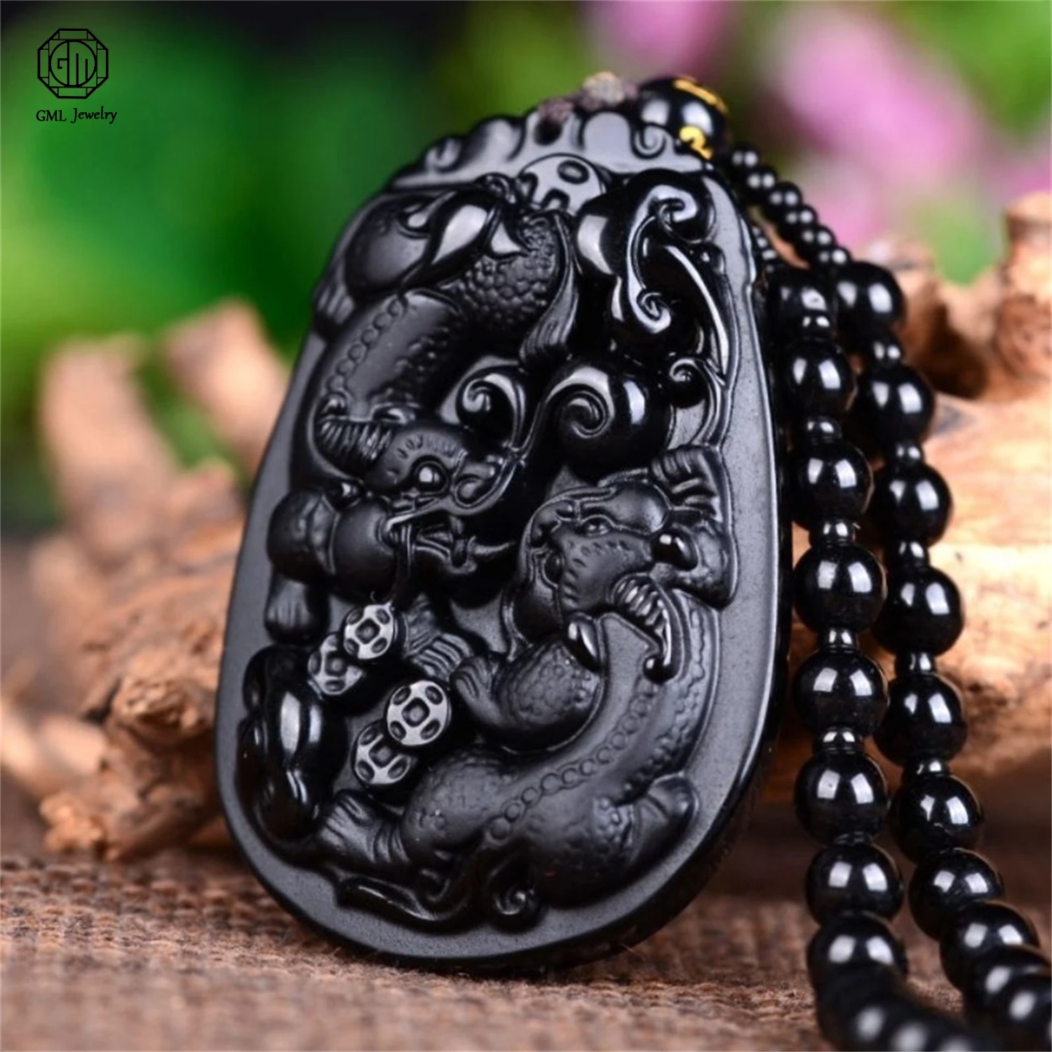 

Natural Obsidian Pi Xiu Pendant Double Pixiu Wealth Amulet Male Female Couple Unisex Hanging Necklace Jewelry Wholesale