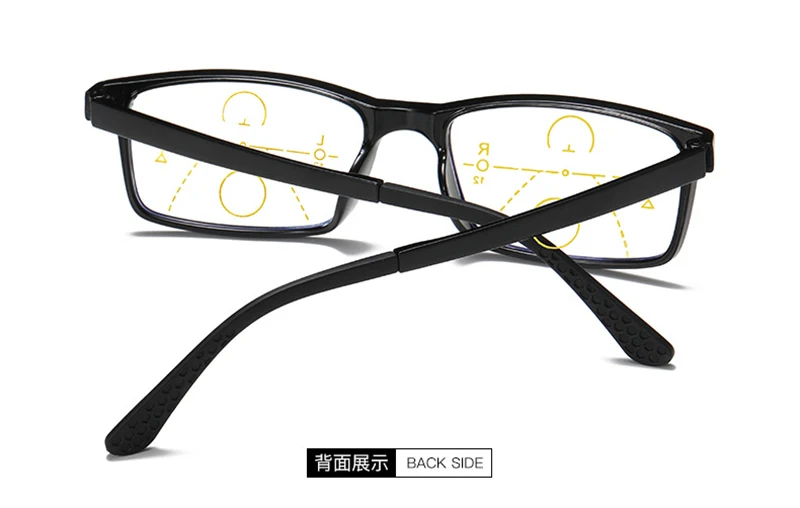 Klassische quadratische Lesebrille Männer Frauen Retro schwarze Presbyopie-Brille Anti-Blaulicht intelligente progressive Brille – Detail 13