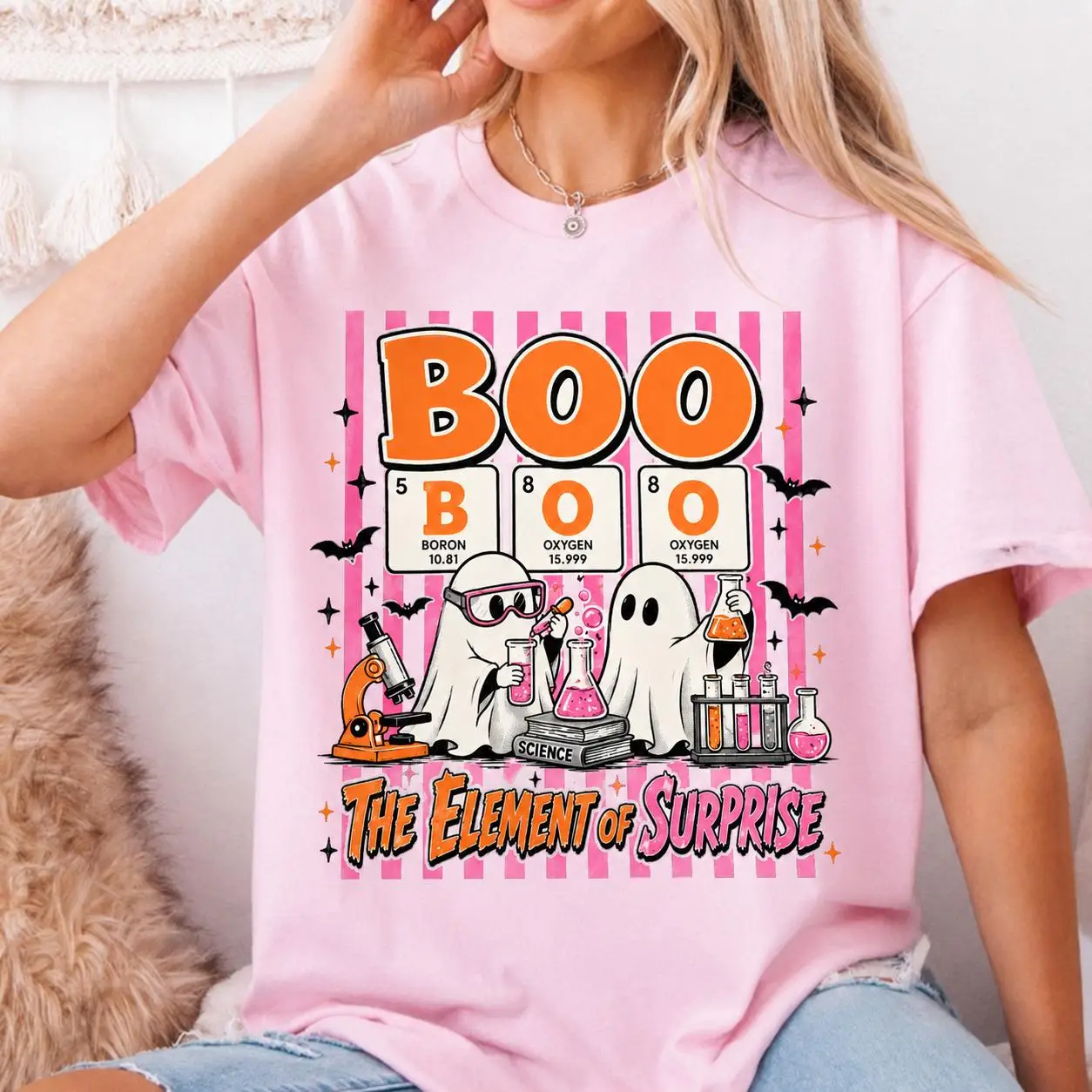 Boo Science Teacher Shirt, Element of Surprise Halloween Tee, Funny Chemistry Ghost Shirt, Spooky STEM Teacher Gift