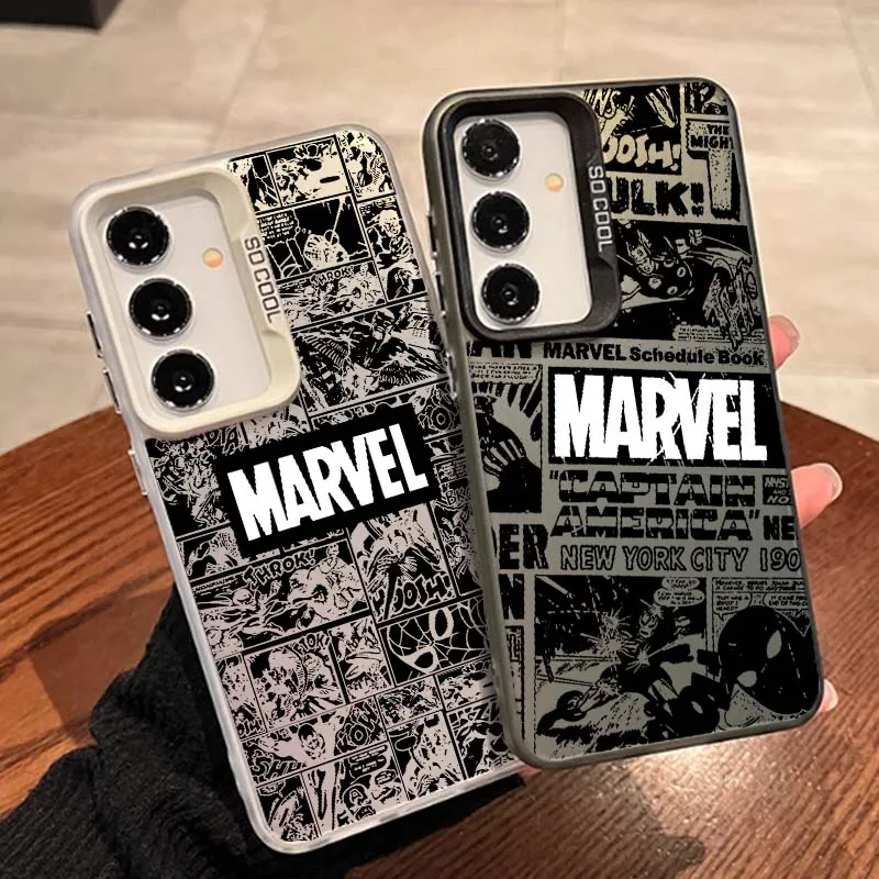 

Marvel Art Logo For Samsung A16 A55 A05 A51 A71 A54 A06 A04e A15 A05s A25 A56 A13 A53 Colorful Silver Phone Case
