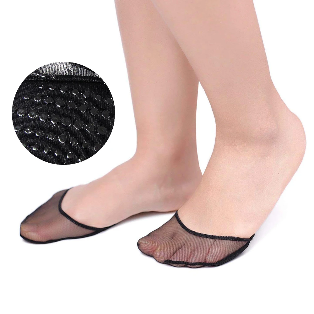 1Pair Thick Flesh Color Invisible Foot Toe Socks Pad Mat Half Pad Transparent Breathable Gauze Sponge Pad Insole Socks