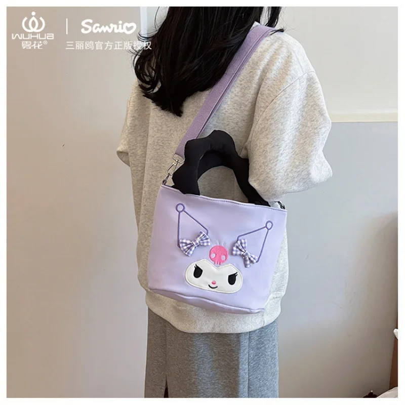 Miniso Sanrio Hello Kitty bolso de mano de lona, Cinnamoroll Kuromi, bolso de hombro para mujer, bolso de viaje para chica deportiva, monederos y bolsos