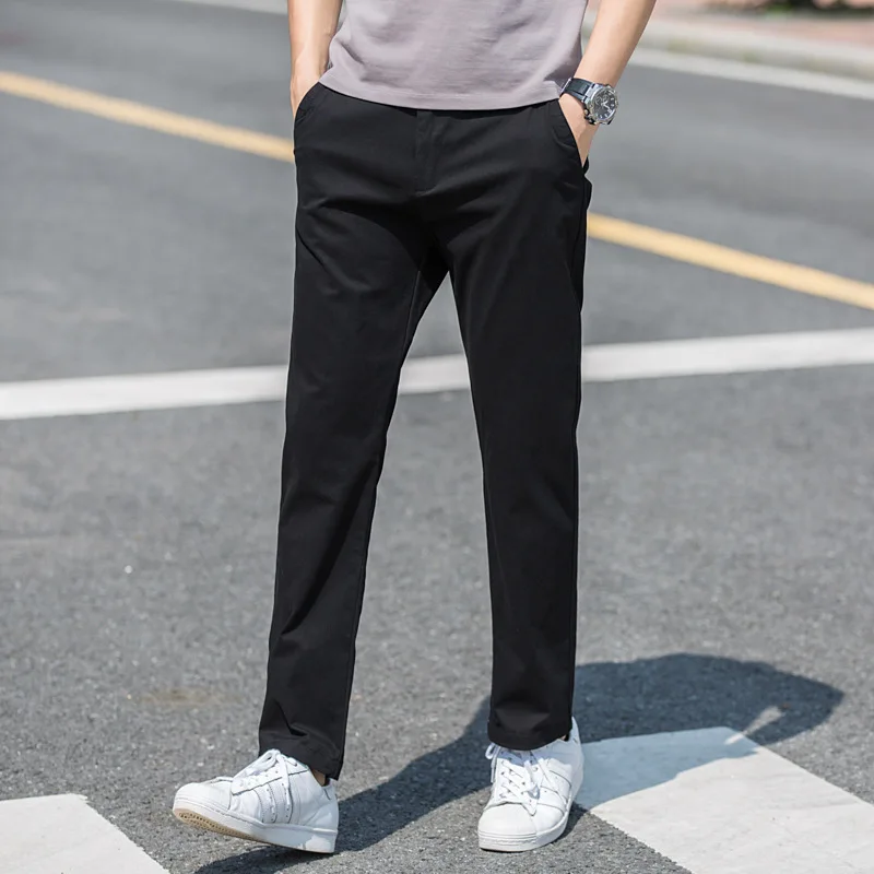 Plus-size Trend Wide Leg Loose Straight Leg Solid Color Casual Pants Elastic Four Season Pants Adult Gentleman Comfortable Loose