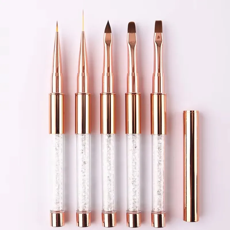 1/5/7PCS Nail Art Acrylic UV Gel Extension Builder Rhinestone Painting Brush Lines Liner Pattern Drawing Pen Manicure Tool
