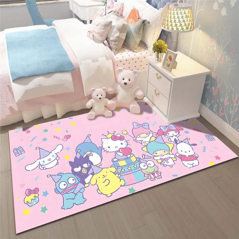 Tapete Kawaii Sanrio antiderrapante para meninas, Tapete do jogo, Decoração do quarto rosa, Tapete da área do quarto, Sala de estar, Quarto, Casa, Japão, Sanrio