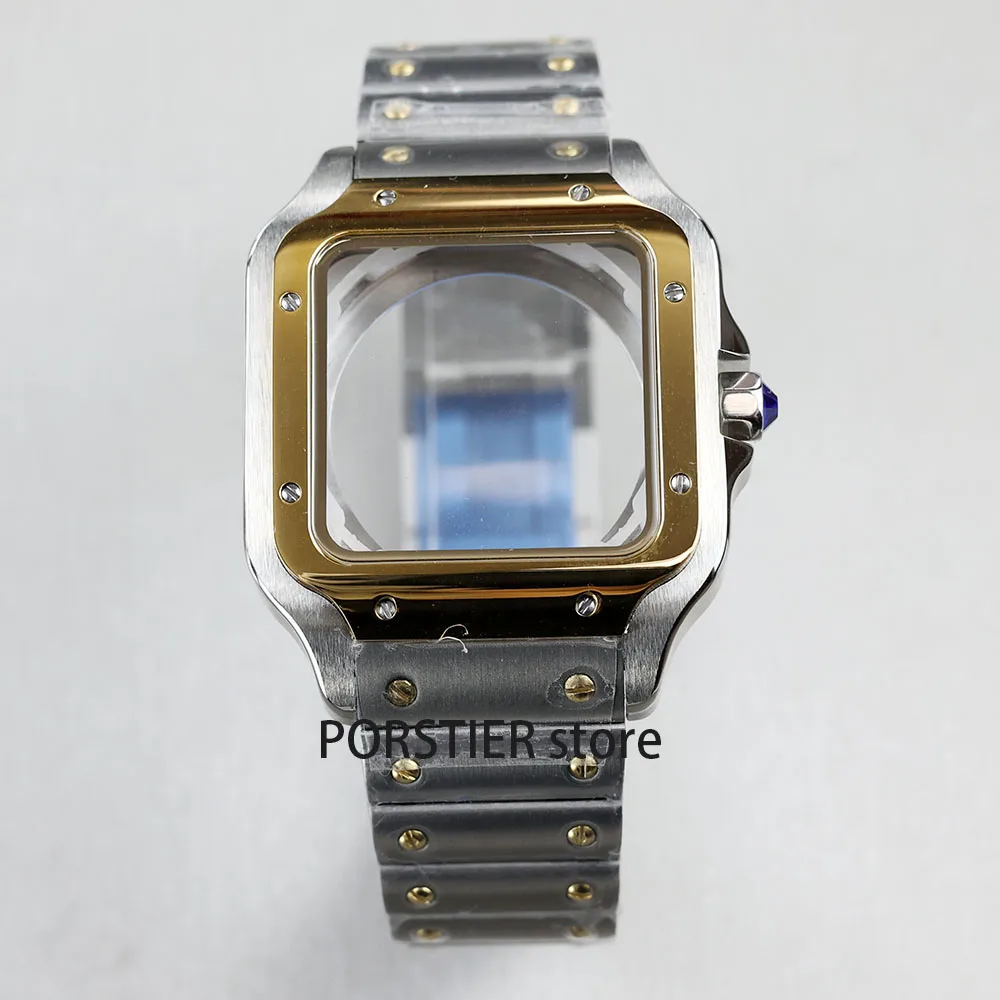 

NH35 38mm Square Watch Case 316L Stainless steel Watch Accessories for NH35 4R35 NH36 4R36 Movement Santos Modification Parts