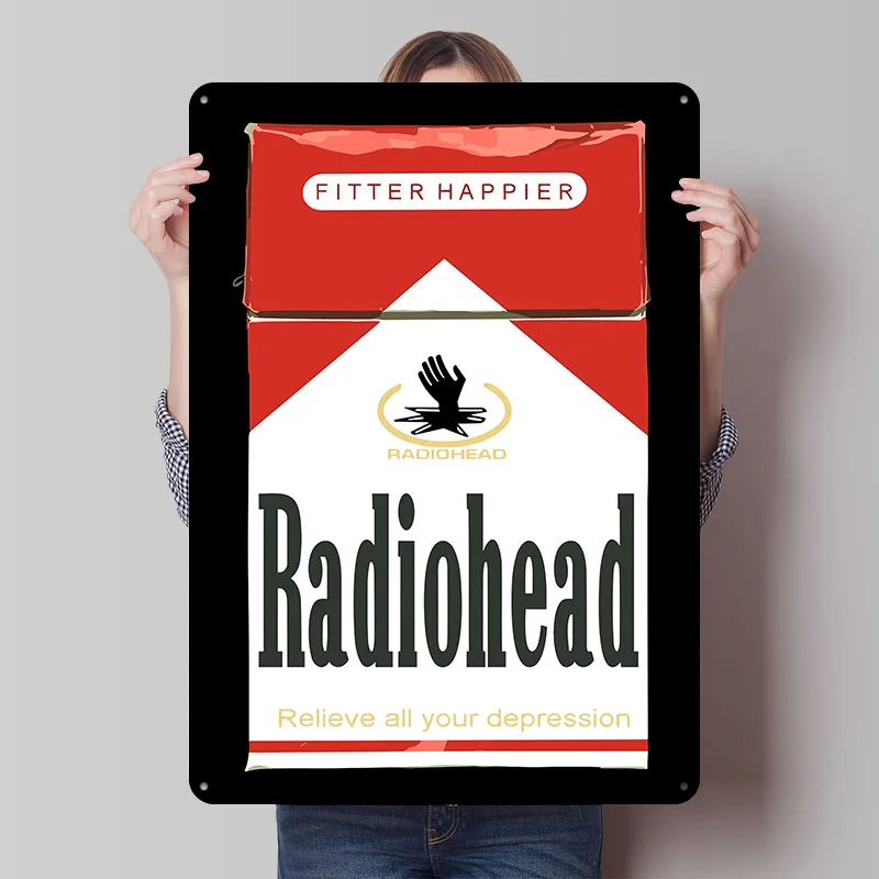 Radiohead Cigarette Pack Printed Poster Customized Retro Wall Art Vintage Metal Tin Signs for Living Room Decoration Wand Deko