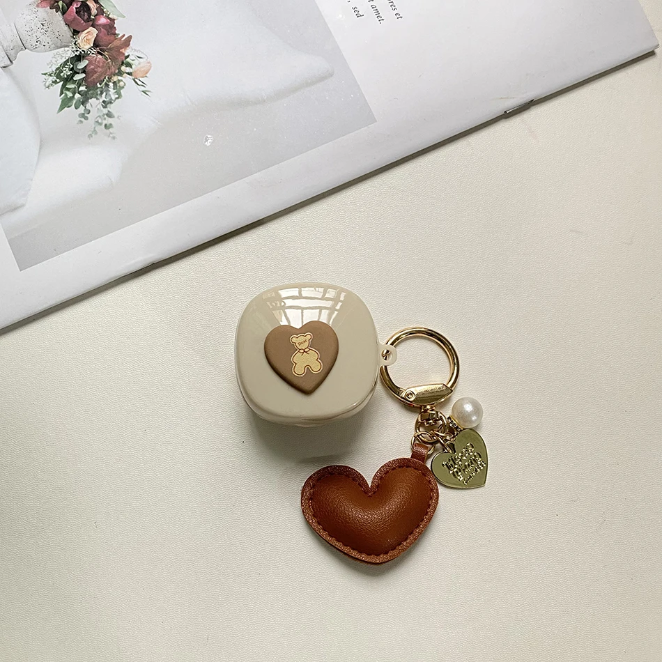 Sang Trọng Dễ Thương Tình Yêu Dành Cho Samsung Galaxy Nụ 2 Pro/Búp Sống/Búp Pro Tai Nghe Ốp Lưng Silicon TPU với Mặt Dây Chuyền Móc Khóa