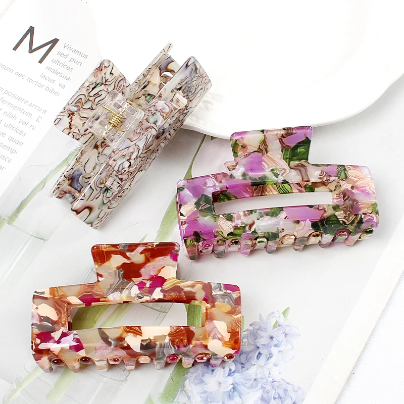 High Quality Acetate Fashion Korean Women\'s Hair Clips Hollow Leopard Print Claw Clip Girls Hairpin Barrettes Hair Accessories