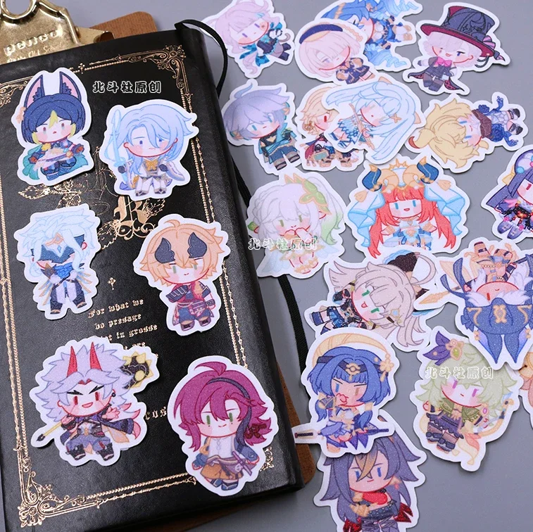 

Anime Genshin Impact Kaveh Xiao Zhongli Venti Nahida Alhaitham Balladeer Cosplay Flash sticker decal decorative Collecting card