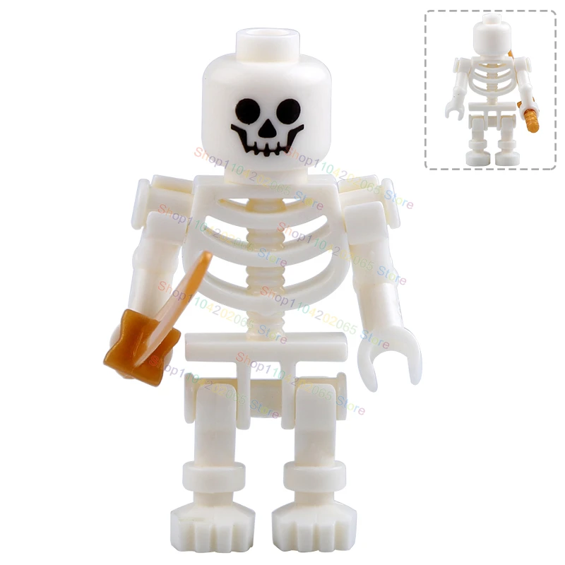 Medieval Castle Knight Skeleton Pirate Soldier Warriors Building Blocks Strong Orcs Figures Collection Toys For Kids Gifts AX007