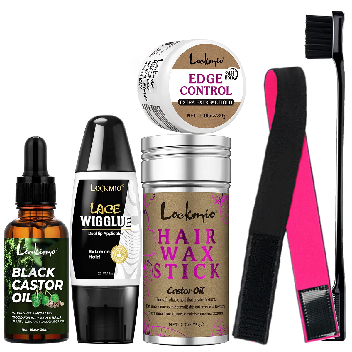 

Hair Care Styling Set Moisturizing & Nourishing Black Castor Oil Double-headed Wig Adhesive Edge Control Gel Smoothing Wax Stick