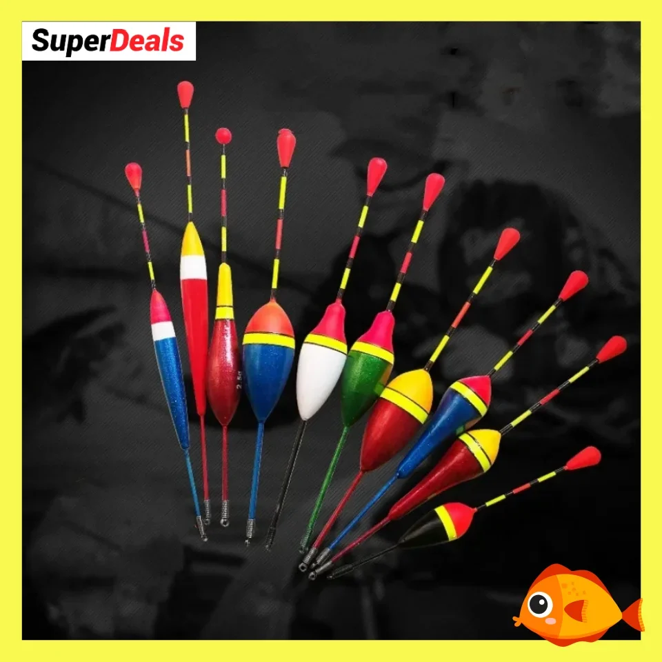 10PCS Fishing Light Stick Floats Fishing Floats Set Mix Size Buoy Bobber Fluctuate Color Float Buoy For Fishing Accessories