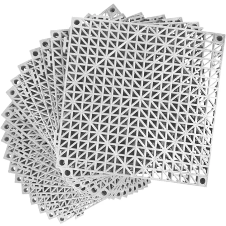 

Modular Interlocking Cushion 18 Pack 11.8" x 11.8" Rubber Floor Tiles Non-Slip Splicing Drainage Mats for Deck, Pool, Outdoor S
