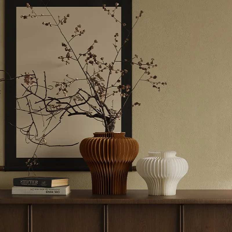 medieval origami vase Nordic light luxury model house desktop entrance flower ware art flower arrangement decorative ornament