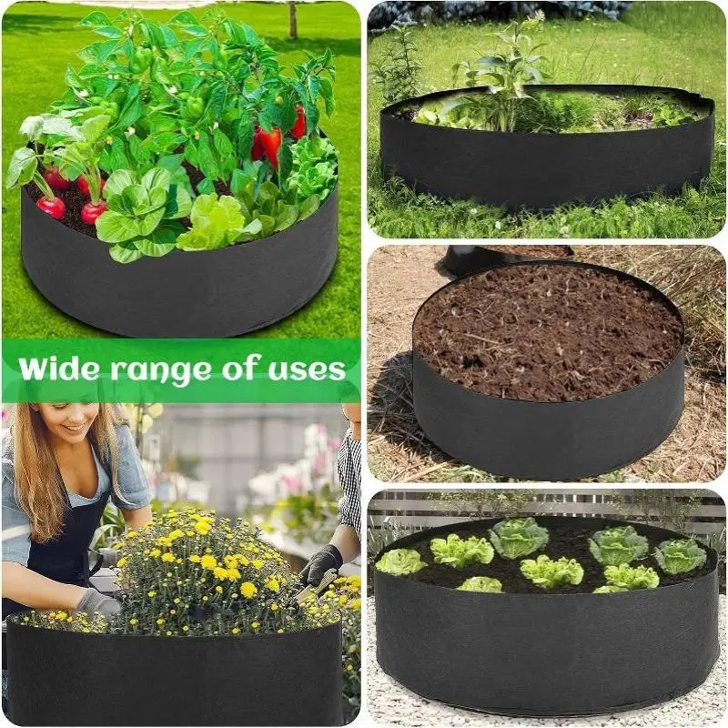 Eco-friendly Garden Grow Bags 1Pcs Circular Large Felt Planting Pot Non-toxic Planter for Home Vegetable Fruit Horticulture