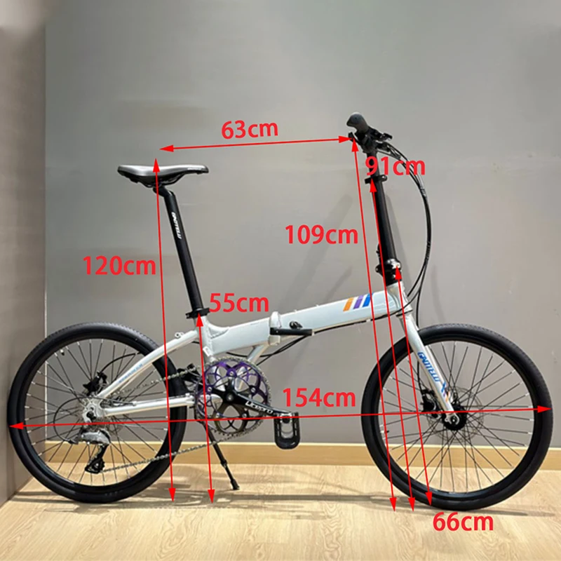 20 Inch Fold Frame 451 Wheel Diameter Small Fold City Bicycle External 9 Speed Disc Brake Portable 54T CNC Crank Group Road Bike