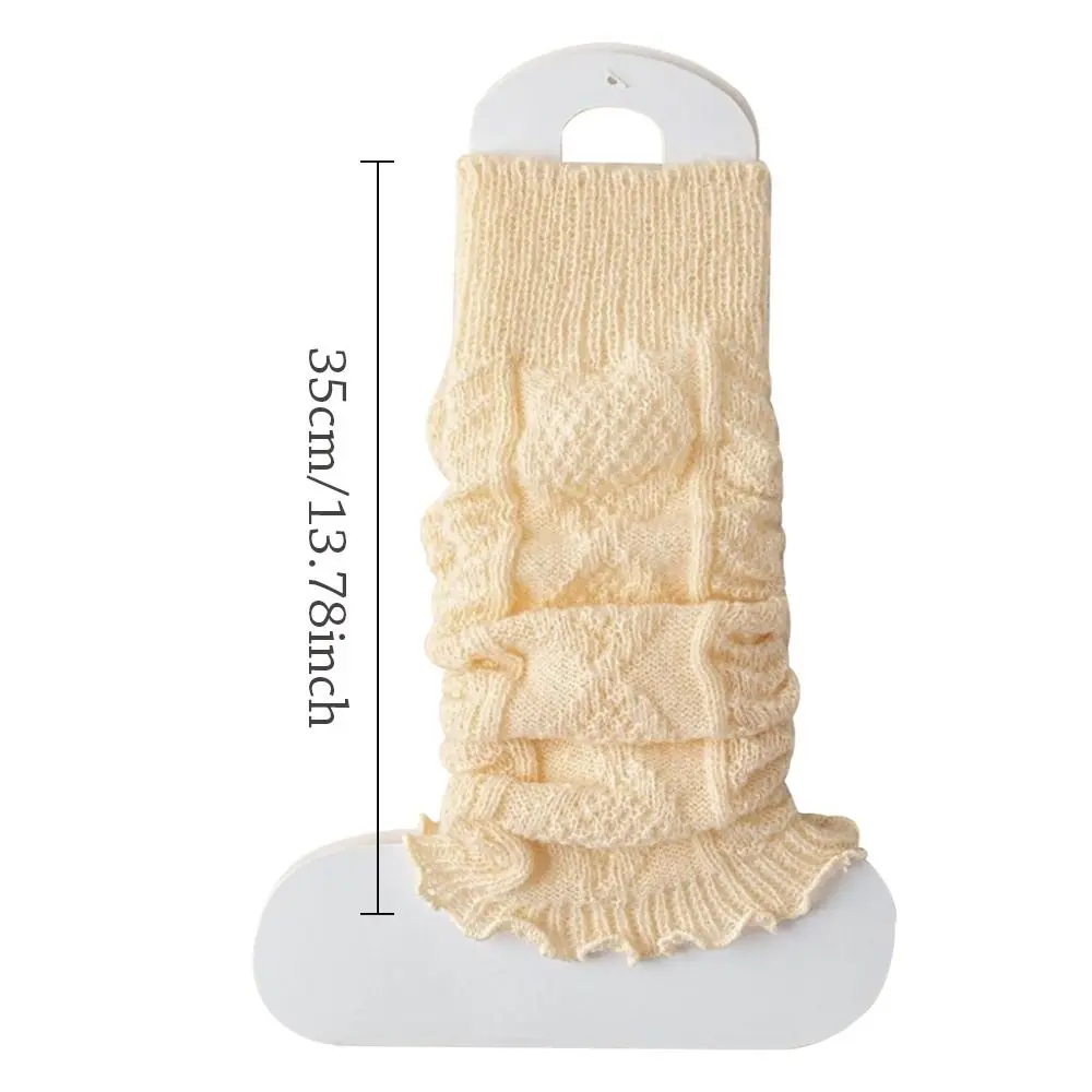 Aquecedores de pernas femininos japonês lolita meias longas lã malha pé capa braço mais quente outono inverno crochê heap meia bota punhos