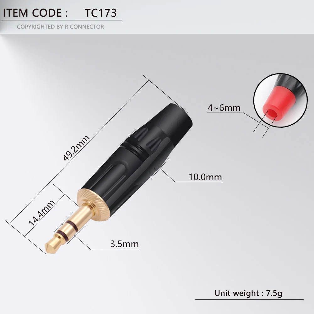 10PCS 3.5MM 3 Poles Stereo Male Plug Gold Plated Soldering 3 Pins 3.5MM Stereo Plug DIY Headphone Jack Wire Connector