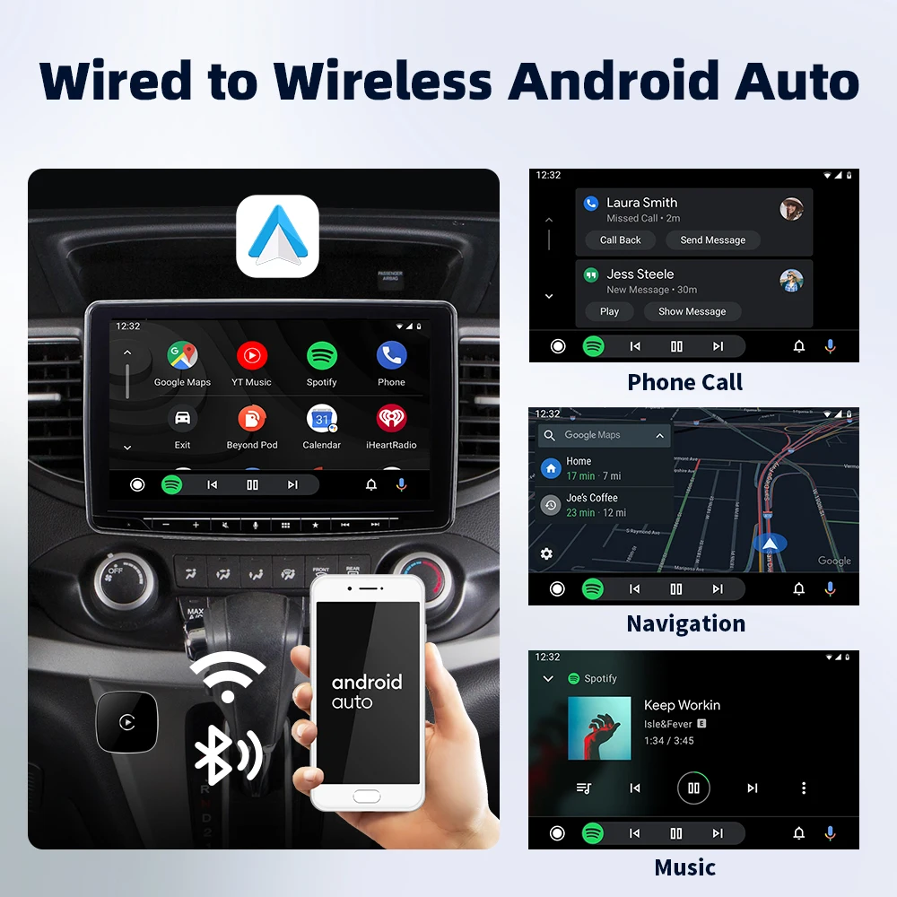 EKIY 2in1 Car Ai Box Wireless CarPlay Android Auto محول Smart Dongle التوصيل والتشغيل تحديث OTA العالمي لسيارة Carplay السلكية #4