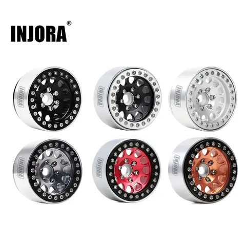 RC Wheel Beadlock Rim for Crawler INJORA 4Pcs CNC Aluminum Alloy 1.9 Beadlock Wheel Rim for 1/10 RC Crawler Car Axial SCX10 90046 AXI03007 TRX4 VS4-10 Redcat Gen8