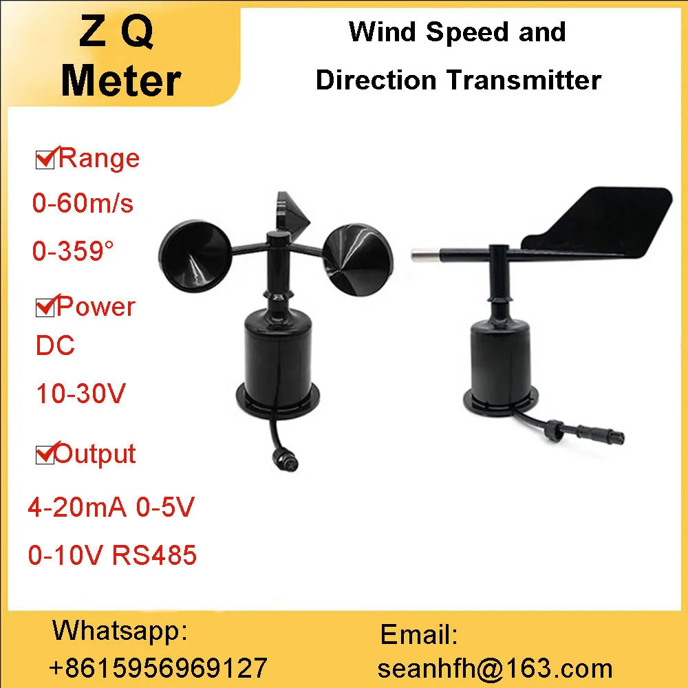 Wind speed and direction transmitter three cups meteorological anemometer sensor pulse wind speed monitor anemometer