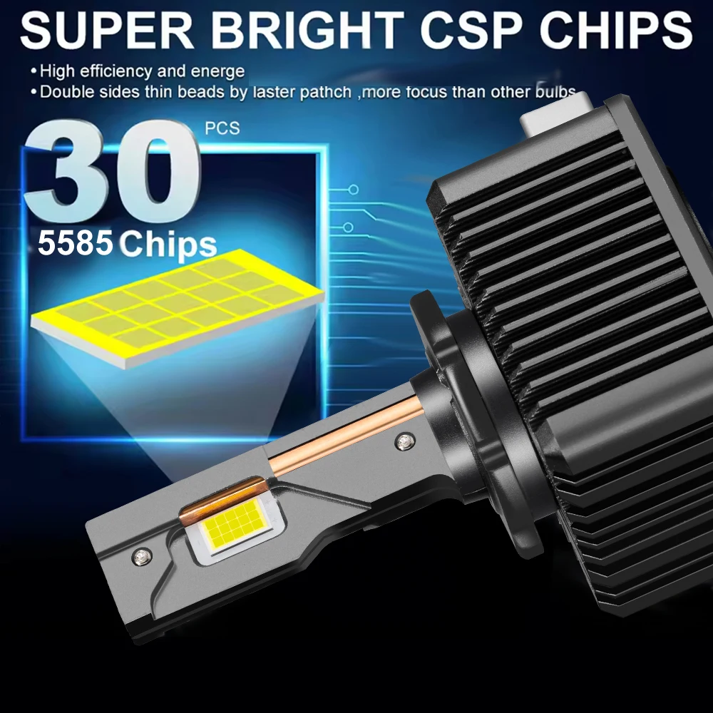 YHKOMS Canbus D3S LED Headlights HID D1S D2S D4S D1R D2R D3R D8S Turbo LED 900000LM Two-sided CSP Chip 6000K 1200W  Plug&Play
