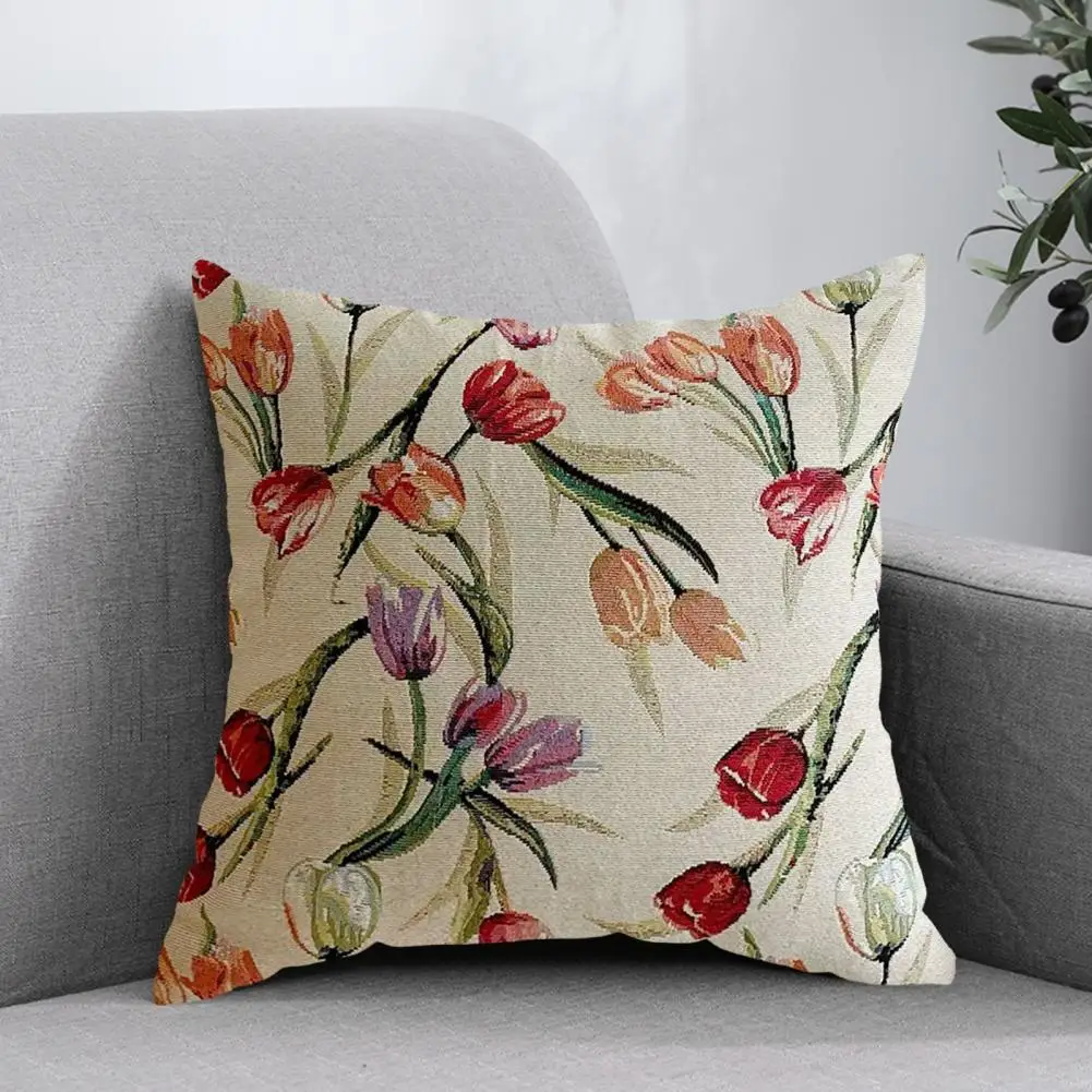Throw Pillow Cover Practical Modern Simple Style Pillowcase Luxury Vintage Tulip Pillow Cushion Cover for Bedroom