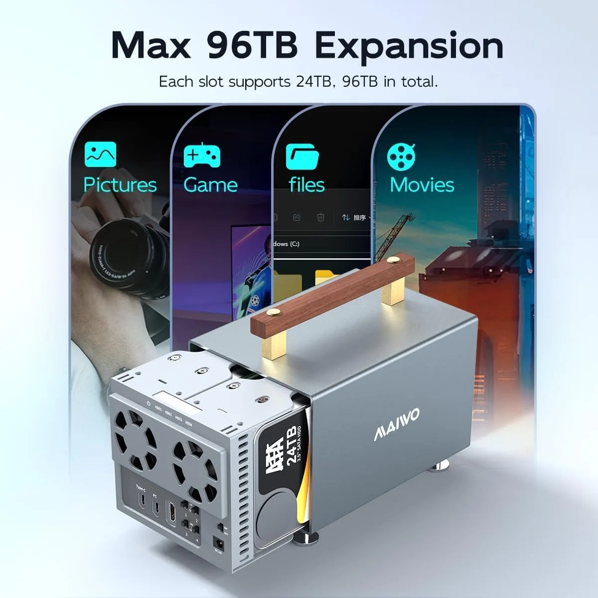 Docking station per disco rigido MAIWO a 4 alloggiamenti SATA a Type-C Docking HDD esterno da 10 Gbps per supporto stazione HDD/SSD da 3,5 pollici HDD da 88 TB