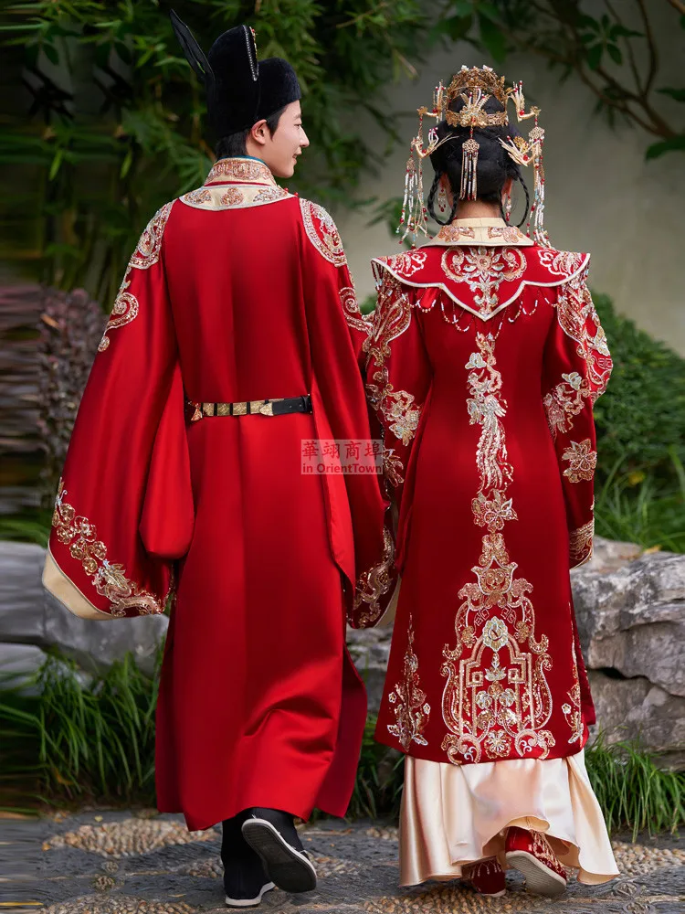 Song Ming Dinastia Hanfu Vestido De Noiva, Original Xiuhe Bordado Phoenix Vestido, Robe Do Dragão, Antiga China Casamento Casal Roupas