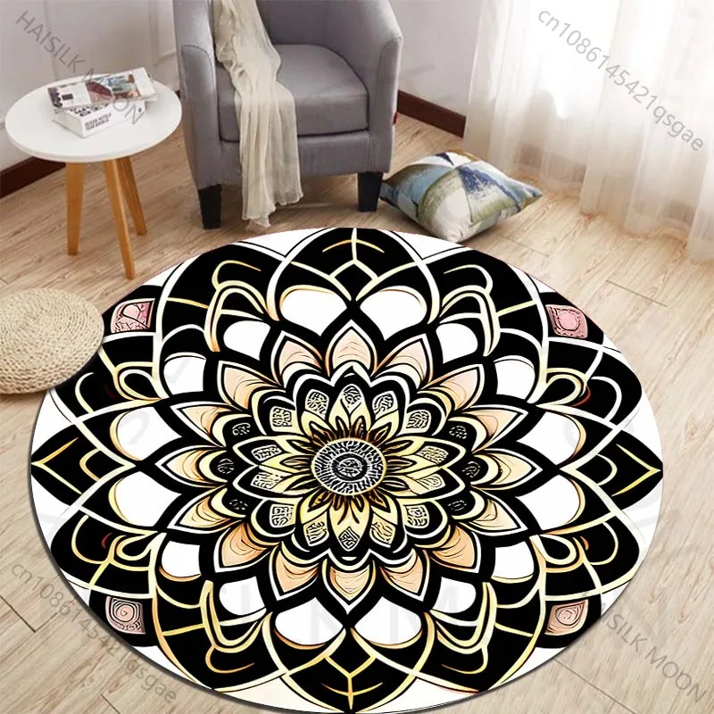 Intricate floral pattern showcasing geometric beauty Printed round carpet living room sofa table carpet large pet mat