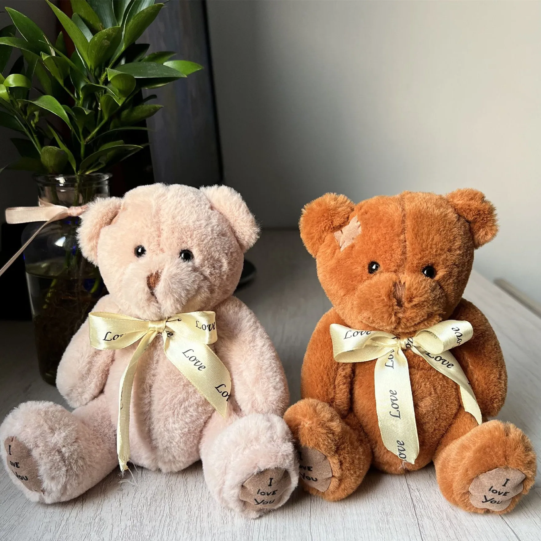 1pc 18cm adorável remendo urso bonecas teddy bear macio brinquedo de pelúcia brinquedo do bebê crianças meninas aniversário brinquedos presentes de