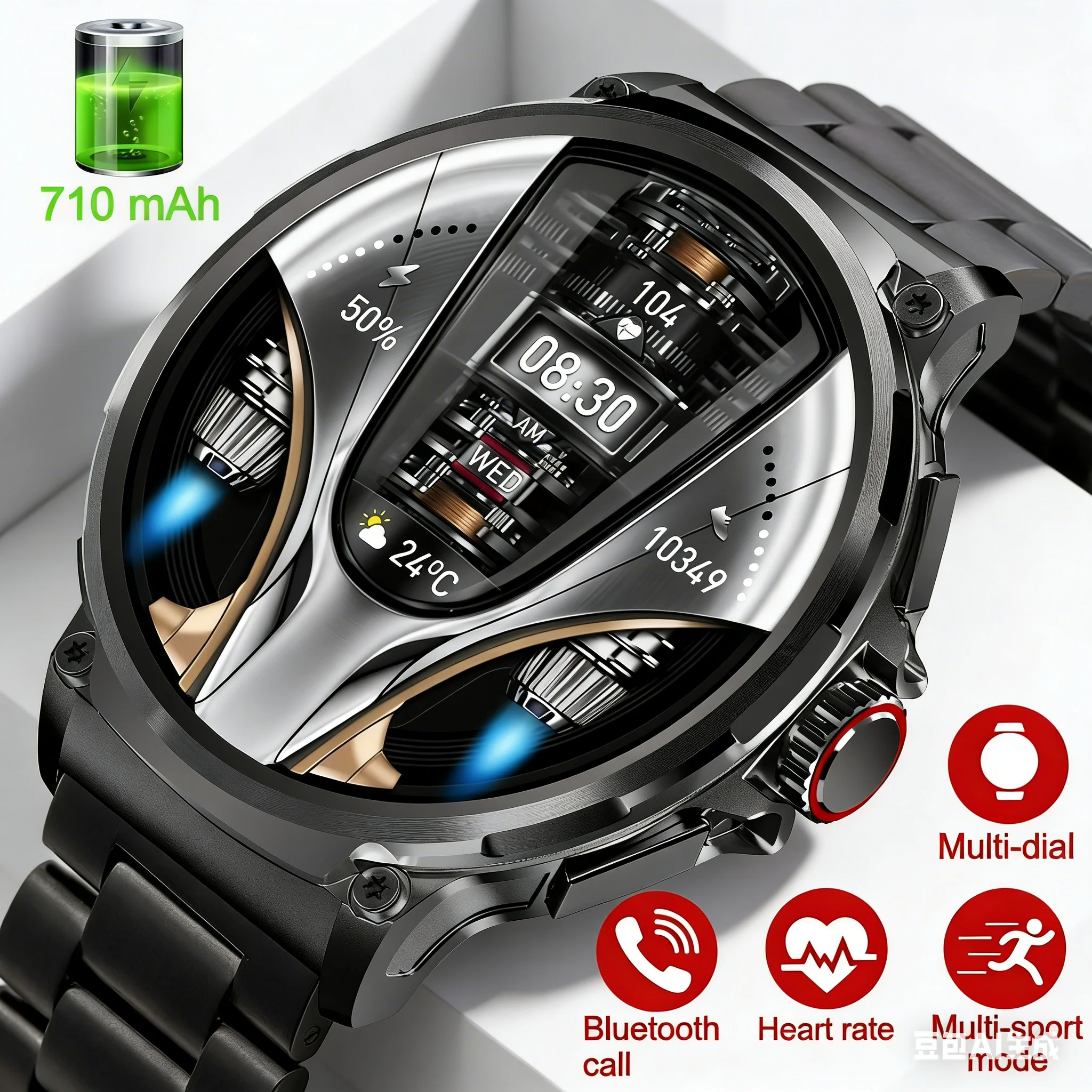 

Новые умные часы 2026 года V69 с ультра HD-дисплеем 1,85 дюйма, большой батареей 710 мАч, более 400 циферблатов, совместимые с Android и iOS.