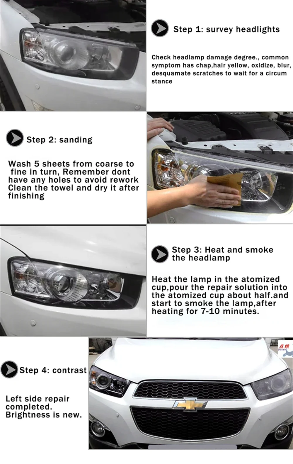 Auto-Scheinwerfer-Restaurierungs-Set, Scheinwerfer-Restaurierung, Polymerisationsmittel zur Renovierung von Autolichtern, Kratzerentferner, Scheinwerferglas-Restaurierungs-Set, Auto-Scheinwerfer-Restaurierungs-Reiniger, Entfernt Vergilbung, Kratzer, Oxidation, Reparatur, Polierflüssigkeit, Kratzschutz – Detail 7