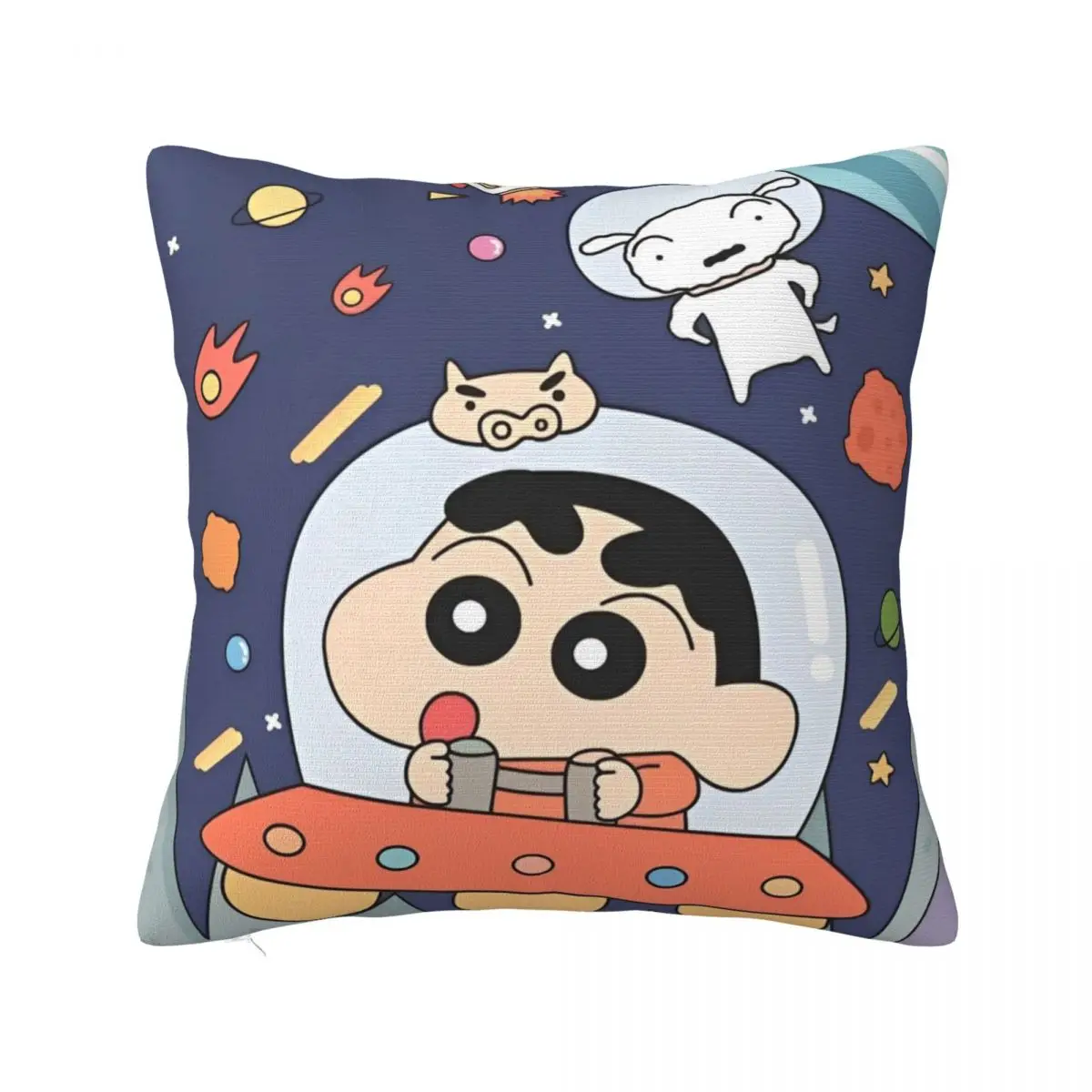 

Cute Crayon Shin-chan Astronaut Space Pillowcase Printing Polyester Cushion Cover Japan Anime Pillow Case Cover Chair 45cm