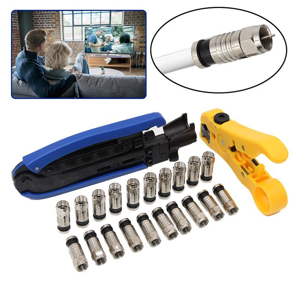 

New Multi Functional Wire Stripping Pliers Wire Press Pliers Extrusion Type F Head Set For RG59 RG6 Coaxial Cable Network Tools