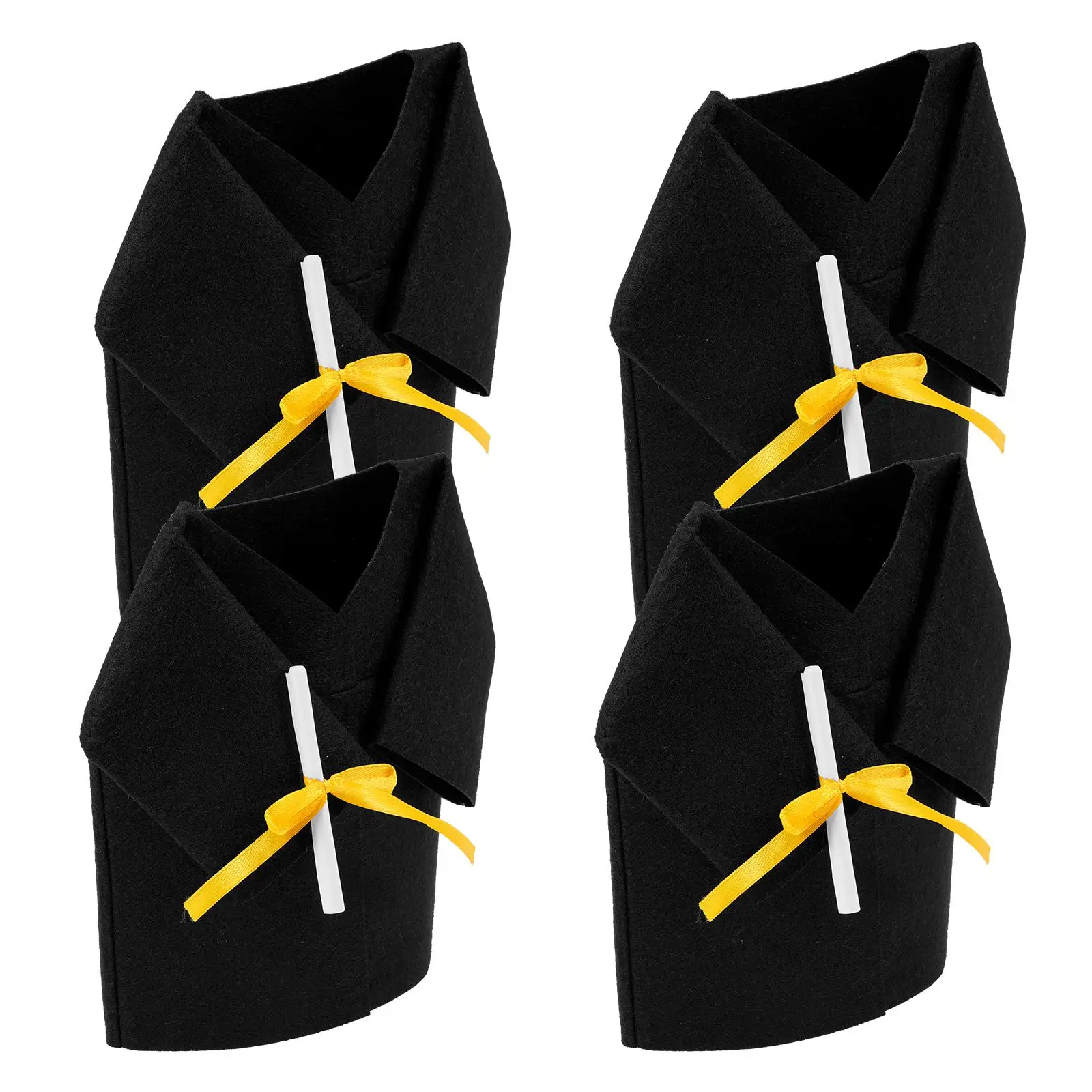 

4 Pcs Graduation Cap Bottle Gown Decorations Fabric Tiny Dress Party Cover Premium Materials Long Serving Life