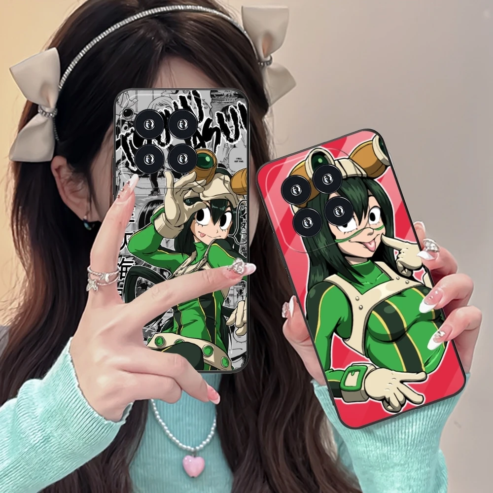 Hero Tsuyu Asui Froppy Cell Phone Case for Xiaomi 14 13 12 11 10 9 T Ultra Lite Pro S SE X 5G Black Soft Phone Cover Shell