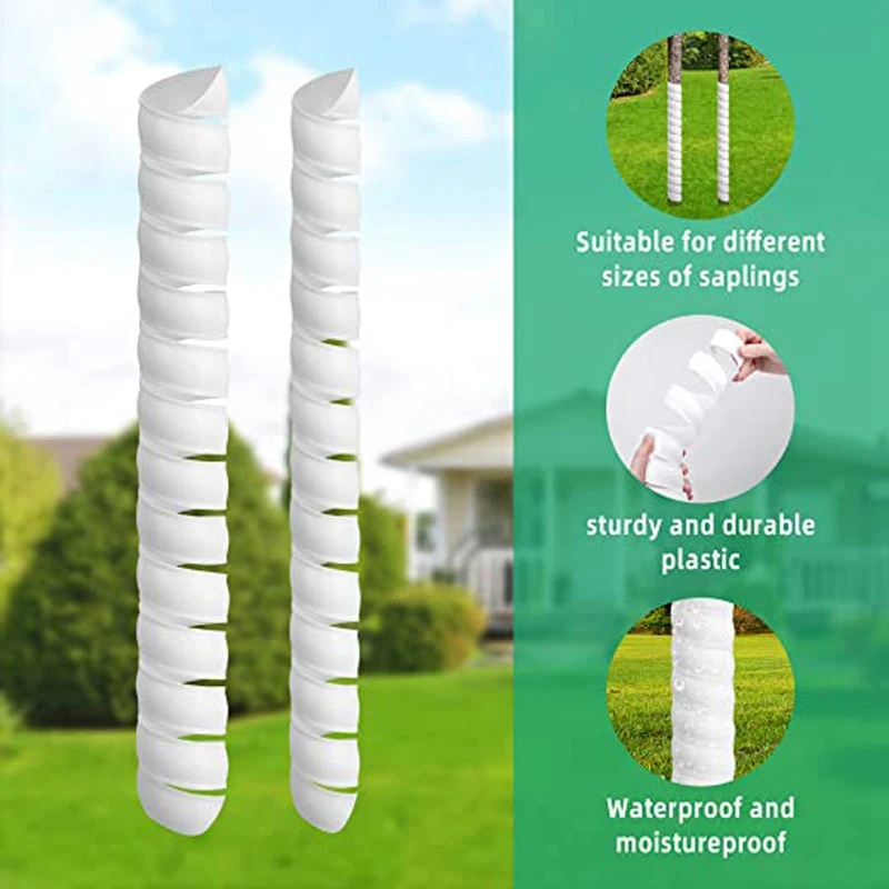 20PCS Plant Trunk Protectors, Plastic Spiral Trunk Protection Wraps, Bark Wraps, Bark Wraps Around Tree Tubes White Easy To Use