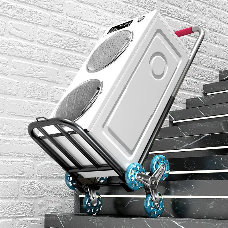 Portable Shopping Cart Hand-Pulled Cargo Climbing Stairs Utility Vehicle Small Push Cart Moving Trailer Foldable Vegetable Bu...