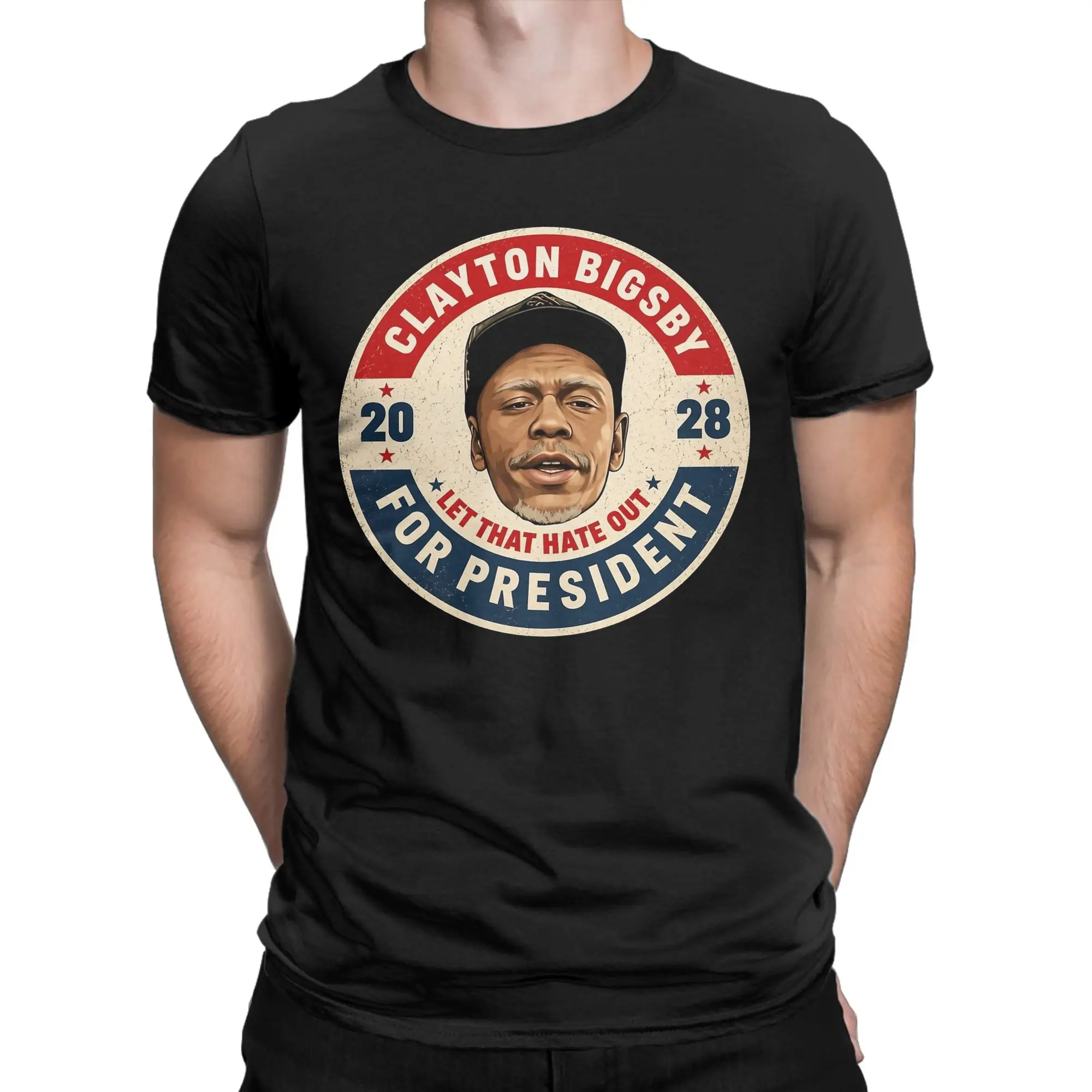 Unique Clayton Bigsby 2028 For President T-Shirts Men O Neck Cotton T Shirt  Short Sleeve Tee Shirt Birthday Present Clothes
