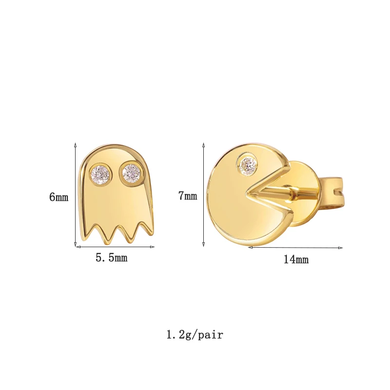 JINFU Gold Plated Stud Earrings For Women Fashion CZ Zircon Piercing Cartoon Star Women's Stud Earrings 2023 Jewelry Wholesale