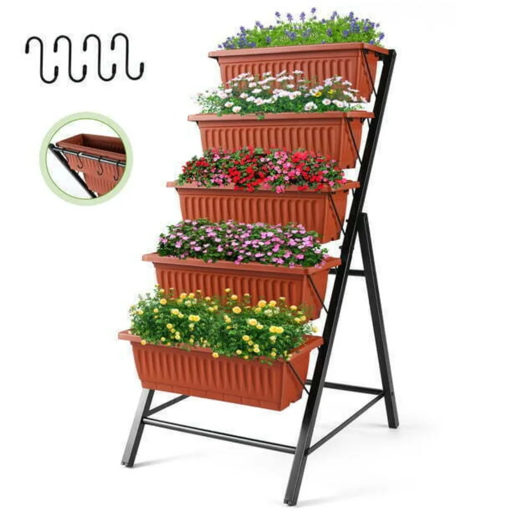 

Vertical Raised Garden Bed 5 Tiers Elevated Planter Boxes Outdoor Garden Balcony