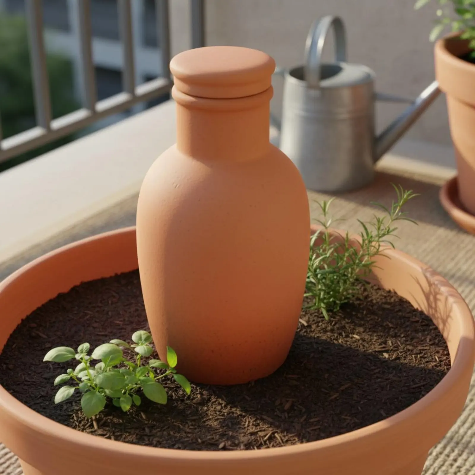 4 Pieces Terracotta Watering Spike Eco Friendly Automatic Plant Waterer Terracotta Self Watering Bottle Slow Release