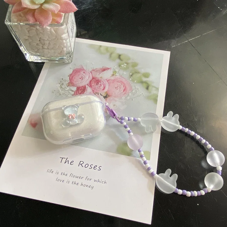 Dành Cho Xiaomi Redmi Búp 4 Pro Ốp Lưng Dễ Thương Dây Ốp Lưng Redmi Buds3 Ốp Tai Nghe Chụp Tai Trong Suốt Ốp Lưng Có Móc Khóa